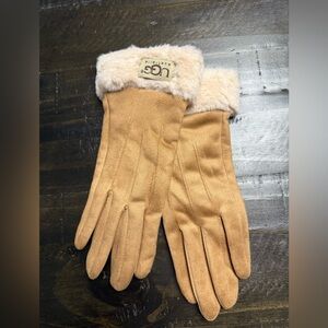 UGG Women's Brown Gloves with Cream Fur Cuff